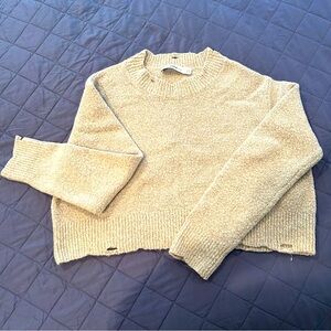 Zara Gray Knit Cropped Sweater